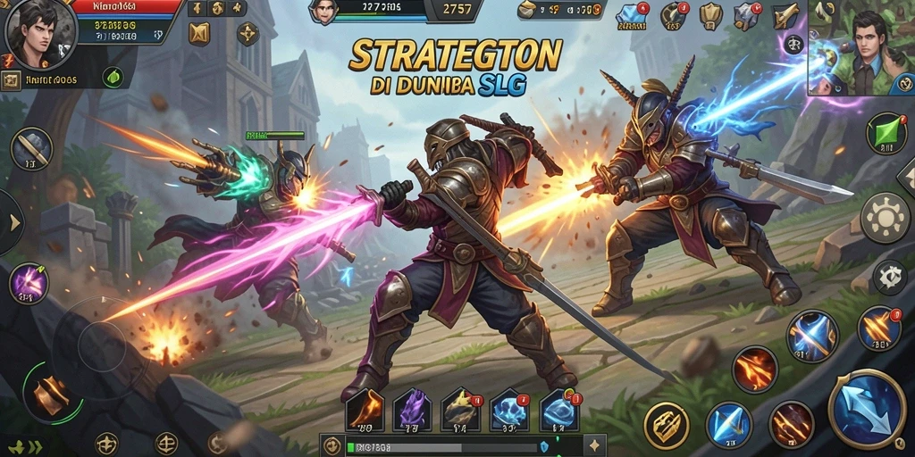 Screenshot gameplay <strong>2757</strong> menampilkan aksi pertarungan strategis yang intens.