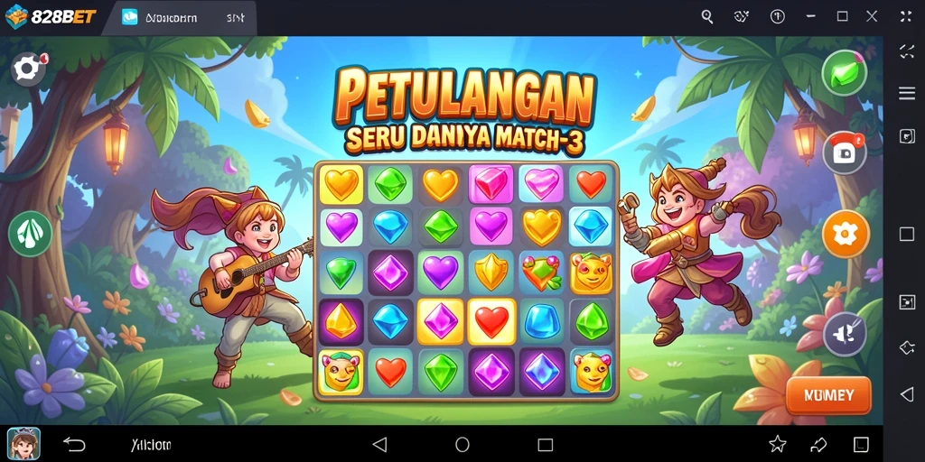 Screenshot gameplay 828BET yang menampilkan keseruan menjawab tantangan Match-3.