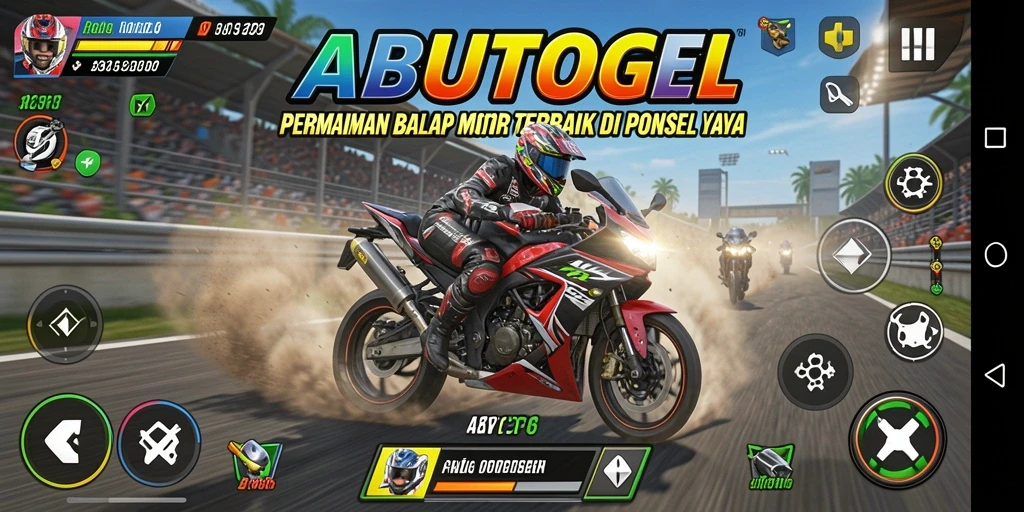 Tampilan gameplay <strong>ABUTOGEL</strong> yang mendebarkan saat balapan motor.