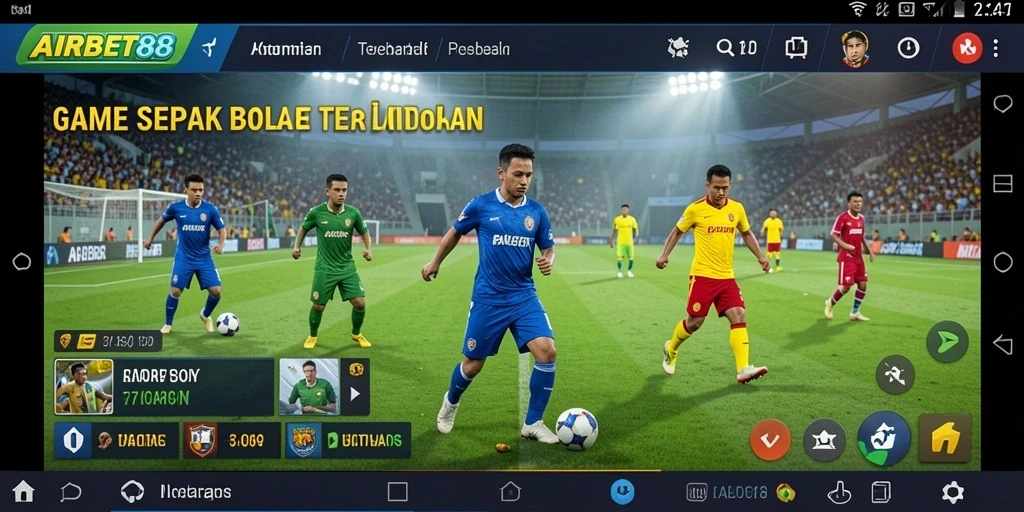 Tampilan gameplay menarik dari AIRBET88 yang menggambarkan aksi sepak bola.