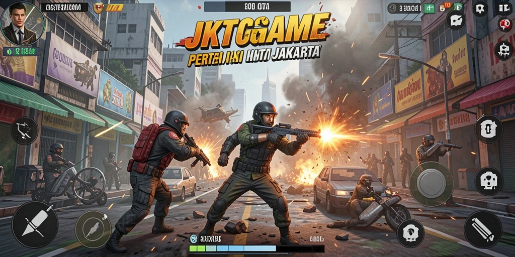 Screenshot gameplay JKTGAME yang menampilkan aksi pertempuran seru.