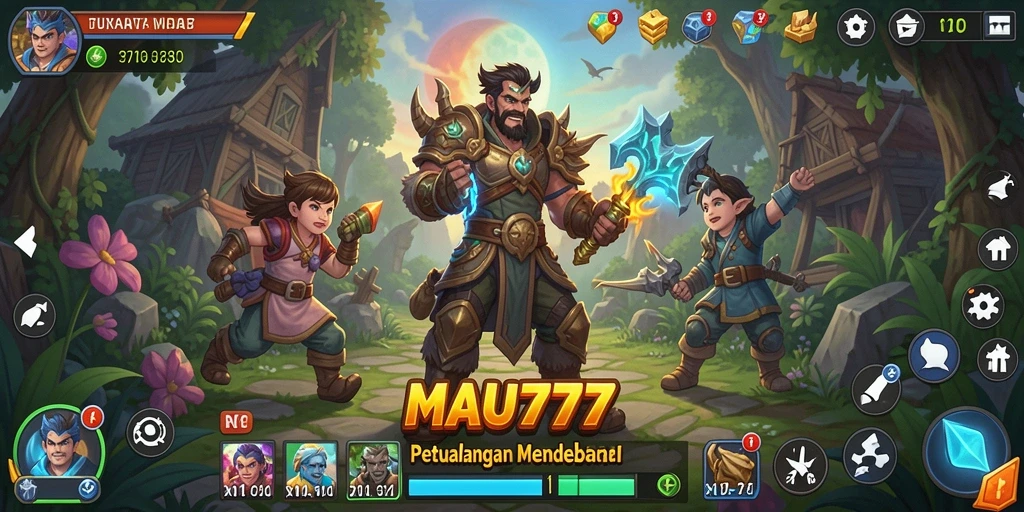 Tampilan gameplay RPG menakjubkan di MAU777 dengan berbagai karakter dan pertarungan.