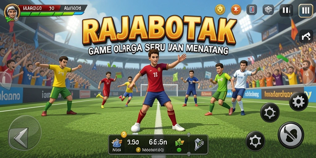 Tangkapan layar utama RAJABOTAK menampilkan aksi seru dalam permainan olahraga.