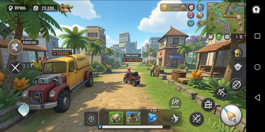 Tampilan utama gameplay RP886 yang seru dan penuh warna.