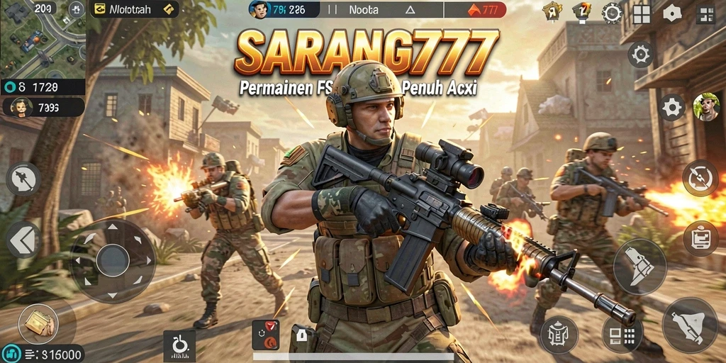 Tampilan seru gameplay <strong>SARANG777</strong> dengan aksi FPS yang mendebarkan.