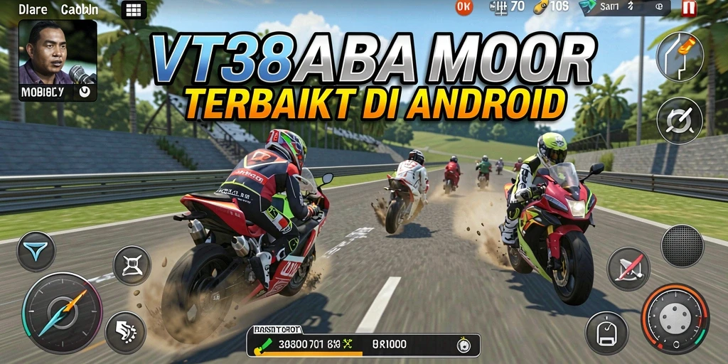 Tampilan gameplay VT38 dengan aksi balapan motor yang mendebarkan.